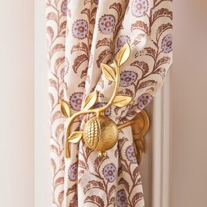 Anthropologie Pomegranate Solid Brass Fruit Curtain Tieback